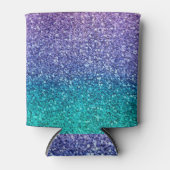 Paarse lavender en Blauwgroen Aqua Green Sparkly G Blikjeskoeler (Voorkant)