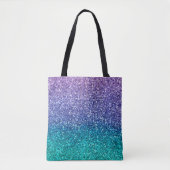 Paarse lavender en Blauwgroen Aqua Green Sparkly G Draagtas (Voorkant)
