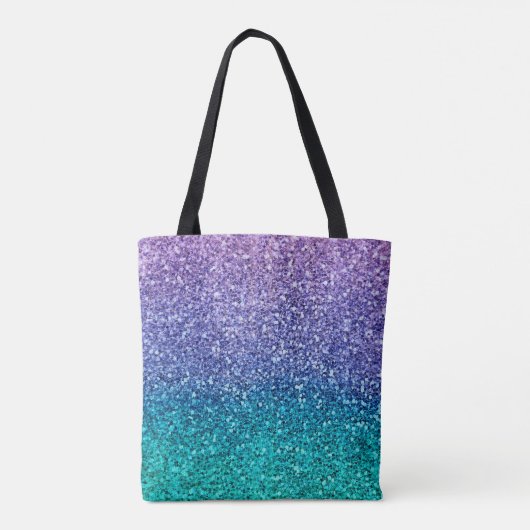 Paarse lavender en Blauwgroen Aqua Green Sparkly G Draagtas (Achterkant)