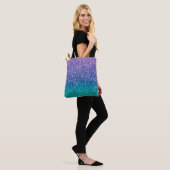 Paarse lavender en Blauwgroen Aqua Green Sparkly G Draagtas (Op model)