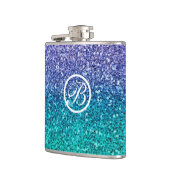 Paarse lavender en Blauwgroen Aqua Green Sparkly G Heupfles (Links)