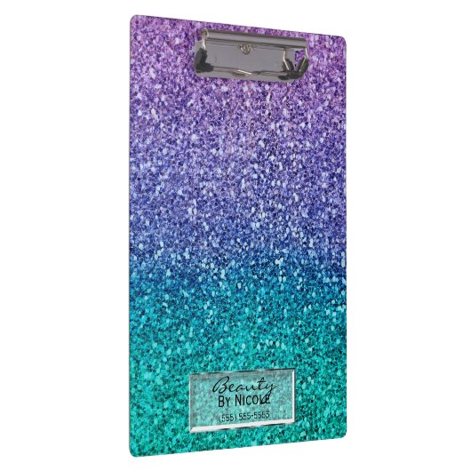 Paarse lavender en Blauwgroen Aqua Green Sparkly G Klembord (Rechts)