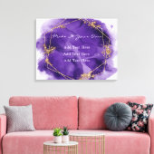 Paarse lavender en Gold Waterverf Wedding Canvas Afdruk (Insitu (Woonkamer))