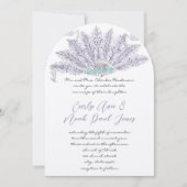 Paarse lavender  feether Fan Wedding Kaart (Voorkant)