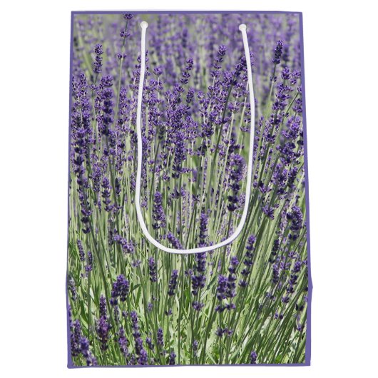 Paarse Lavender Fields Floral Medium Cadeauzakje (Achterkant)