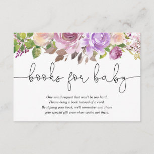Paarse lavender floral baby shower request  informatiekaartje