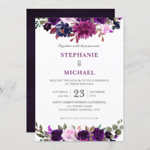 Paarse Lavender Floral Boho Wedding Uitnodiging