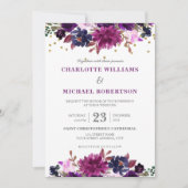 Paarse Lavender Floral Boho Wedding Uitnodiging (Voorkant)