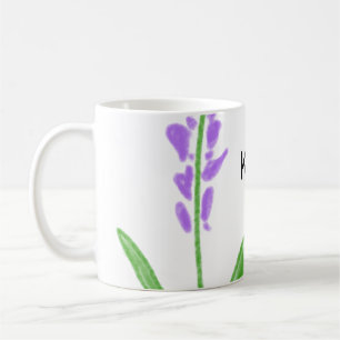 Paarse lavender floral waterverf add name text cu koffiemok
