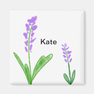 Paarse lavender floral waterverf add name text cu magneet
