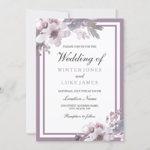 Paarse lavender Floral Waterverf Elegant Wedding Kaart