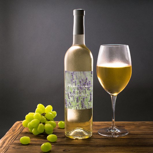 Paarse lavender Flowers - Aangepaste Floral Wijn Etiket