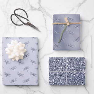 Paarse lavender Glitter Dragonflies Inpakpapier Vel