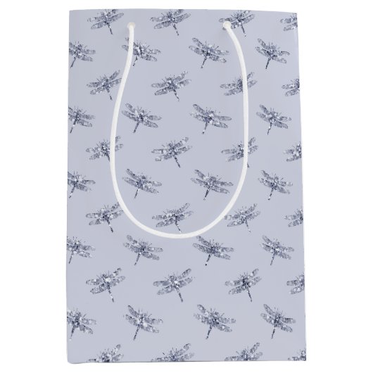 Paarse lavender Glitter Dragonflies Medium Cadeauzakje (Voorkant)