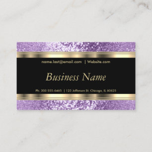 Paarse Lavender Glitter en Elegant Gold Visitekaartje