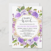 Paarse lavender goudbruin baby brunch kaart (Voorkant)