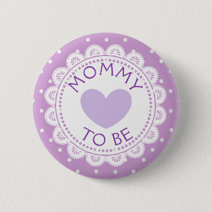 Paarse lavender Heart Polka Dot mama om Button te 