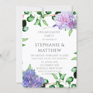 Paarse lavender Hydrangeas Engagement Party Kaart