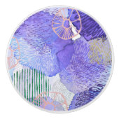 Paarse lavender, kleurrijk, abstract design keramische knop (Voorkant)