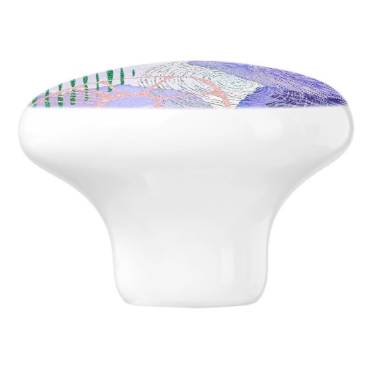 Paarse lavender, kleurrijk, abstract design keramische knop (Zijkant)