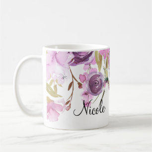 Paarse Lavender Lila Waterverf Floral Chic Koffiemok