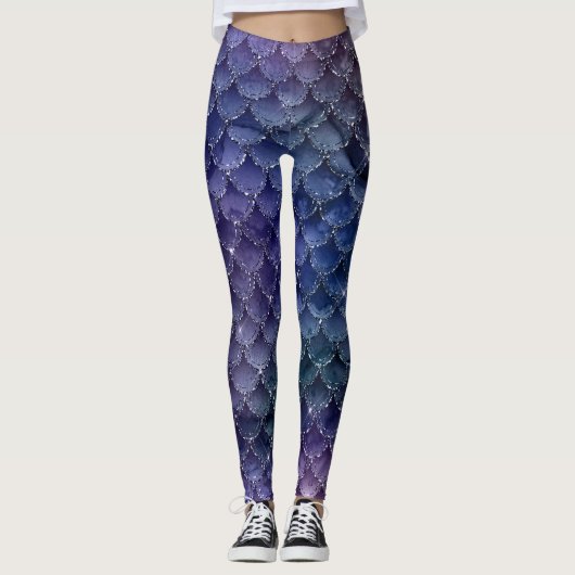 Paarse lavender Mermaid Leggings (Voorkant)