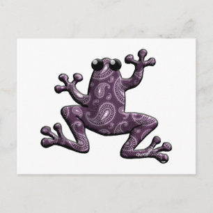 Paarse lavender Paisley Frog Briefkaart