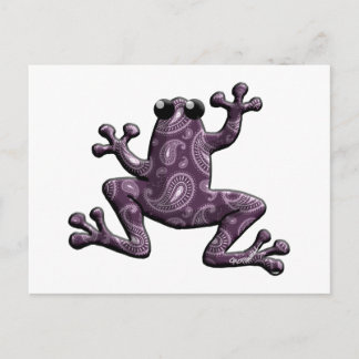 Paarse lavender Paisley Frog Briefkaart
