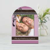 Paarse lavender Photo Weddenschap Kaart (Staand voorkant)