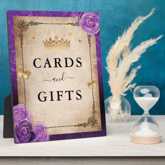 Paarse lavender Roos Gold-kaarten en cadeaubonnen Fotoplaat (Zijkant)