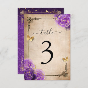 Paarse lavender Roos Gold Table Number Kaarten