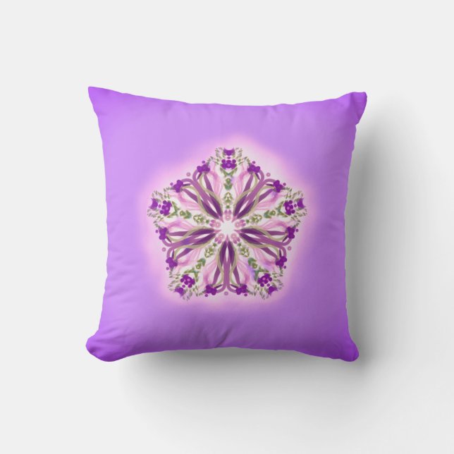 *~* Paarse lavender & Roze Star Ribbon Mandala Kussen (Voorkant)