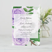 Paarse lavender Rozen Groene Waterverf in het huwe Kaart (Staand voorkant)