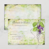 Paarse lavender Sweet Peas RSVP (Voorkant / Achterkant)