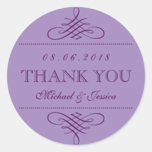 Paarse Lavender Swirls Ornament Weddenschappen Ronde Sticker