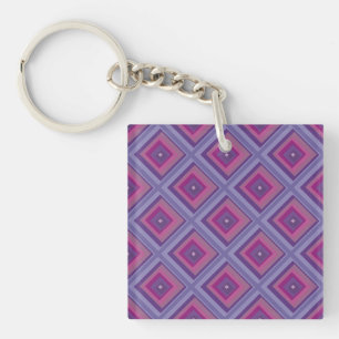 paarse lavender velden diamantpatroon kunst sleutelhanger