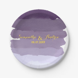 Paarse lavender waterverf ombre strees bruiloft papieren bordje