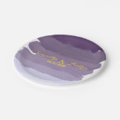 Paarse lavender waterverf ombre strees bruiloft papieren bordje (Gekanteld)