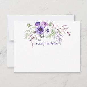 Paarse lavender White Waterverf Flowers Greenery Notitiekaartje
