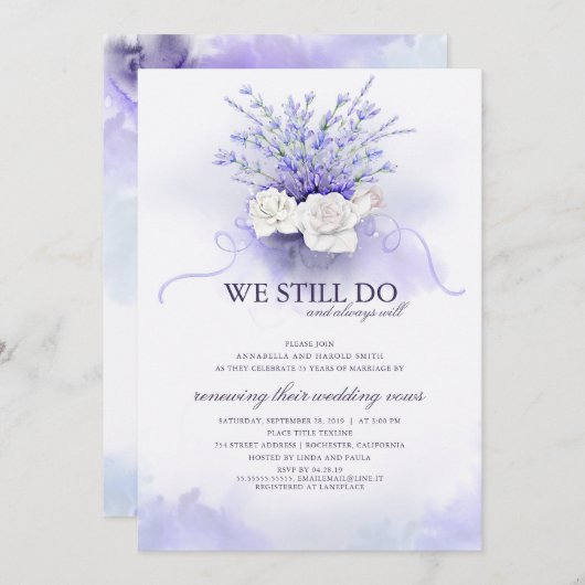 Paarse Lavenders "We doen nog steeds" bruiloft Jub Kaart (Voorkant / Achterkant)