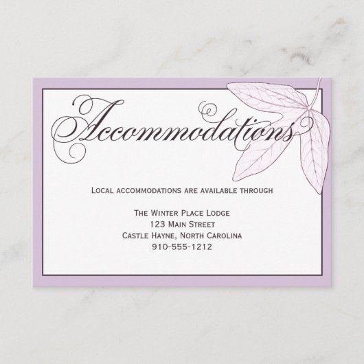 Paarse lederen bruiloft accommodatie Detail Kaart (Voorkant)