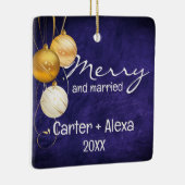 Paarse lederen eerste kerstman getrouwd keramisch ornament (Rechts)