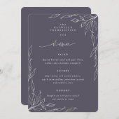 Paarse lef-motif-Thanksgiving Menu (Voorkant / Achterkant)