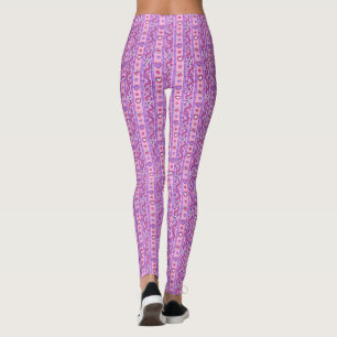 Paarse leggings, met een gestreepte bloemkool leggings