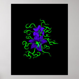 paarse lelie bloem op zwart poster
