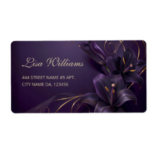 Paarse lelies 3D-bloemen luxe visitekaartje Etiket