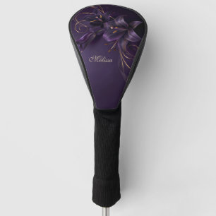 Paarse Lelies 3D Flowers Luxe Visitekaartje Golfheadcover