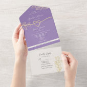Paarse lente bruiloft all in one uitnodiging (Afscheurbaar)