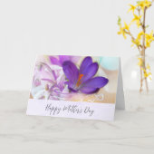 Paarse Lente Krokus Moederdag Kaart (Gele Bloem)