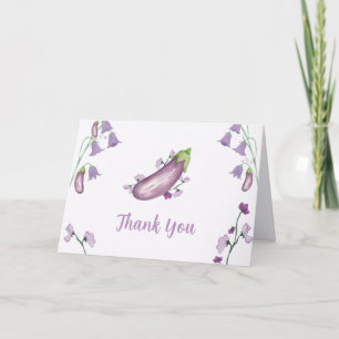 Paarse Lente Tuin Bloemig Aubergine Baby Shower Bedankkaart